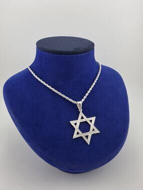 Sterling Silver 925 David Star Pendent And Necklace 18" Long